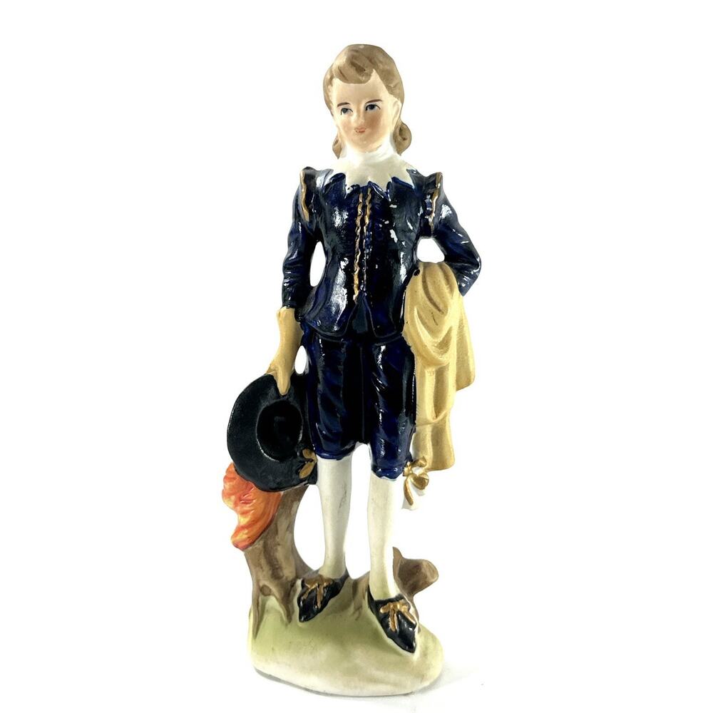 Vintage EW Japan Colonial Gentleman Figurine Porcelain Man With Hat 7.5”